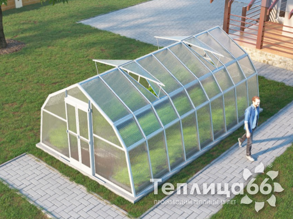 Теплица Рада Таймыр из поликарбоната, 3,5x6 метров, белая